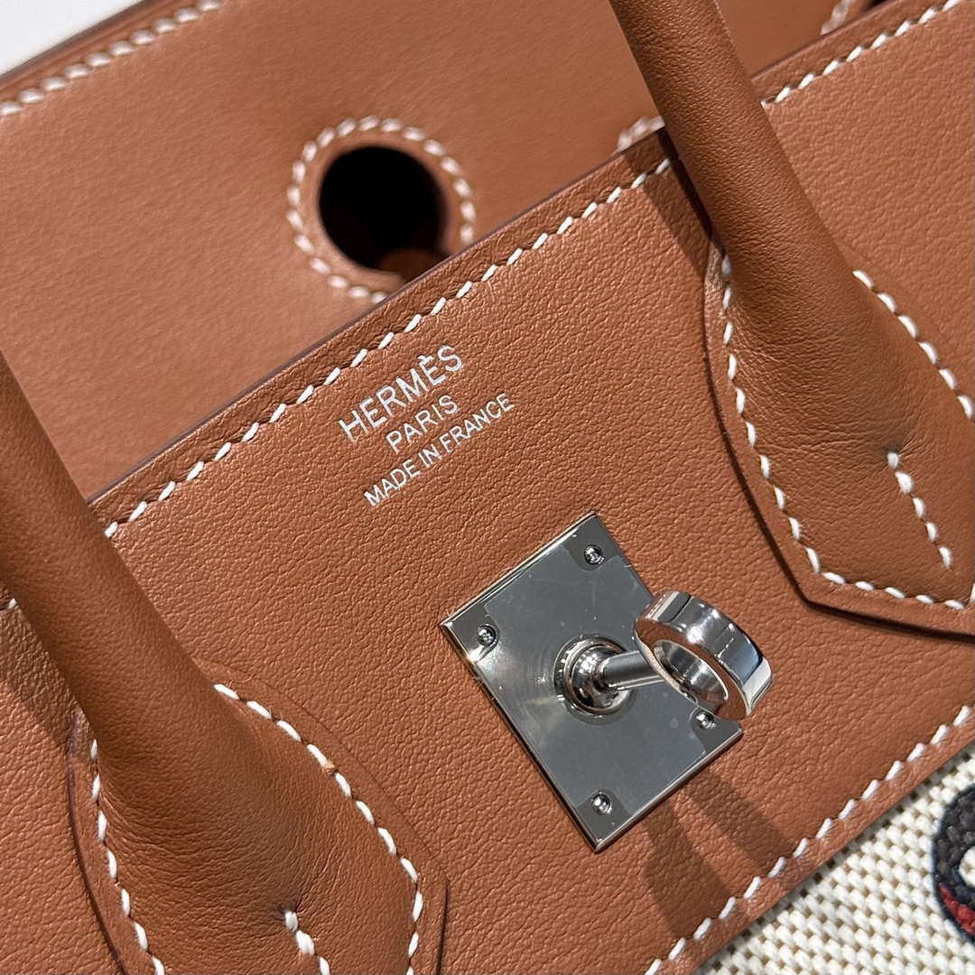 Hermes Birkin Tote Bag Swift leather with canvas 286011 - Gold / 25cm - View 13