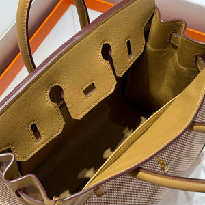 Hermes Birkin Tote Bag Swift leather with canvas 286012 - Gold / 25cm - View 18