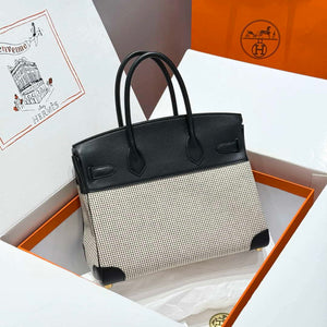 Hermes Birkin Tote Bag Swift leather with canvas 286013 - Gold / 25cm - View 2