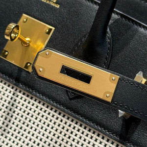 Hermes Birkin Tote Bag Swift leather with canvas 286013 - Gold / 25cm - View 4