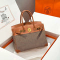 Hermes Birkin Tote Bag Swift leather with canvas 286015 - Gold / 25cm - View 1