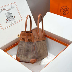 Hermes Birkin Tote Bag Swift leather with canvas 286015 - Gold / 25cm - View 3