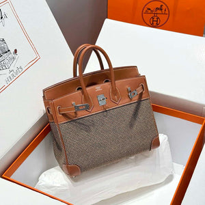 Hermes Birkin Tote Bag Swift leather with canvas 286015 - Gold / 25cm - View 10