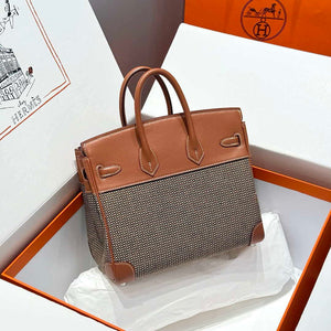 Hermes Birkin Tote Bag Swift leather with canvas 286015 - Gold / 25cm - View 11