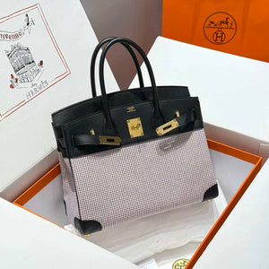 Hermes Birkin Tote Bag Swift leather with canvas 286016 - Gold / 25cm - View 10