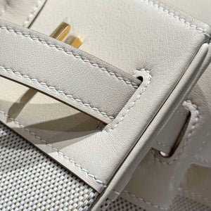 Hermes Birkin Tote Bag Swift leather with canvas 286018 - Gold / 25cm - View 14
