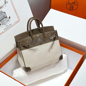 Hermes Birkin Tote Bag Swift leather with canvas 286020 - Gold / 25cm - View 10