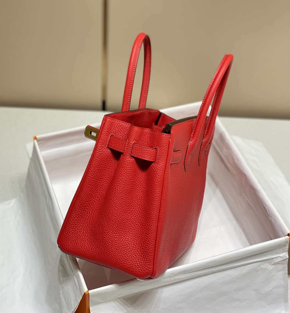Hermes Birkin Tote Bag Togo Leather 28601 Red - 25cm - View 4