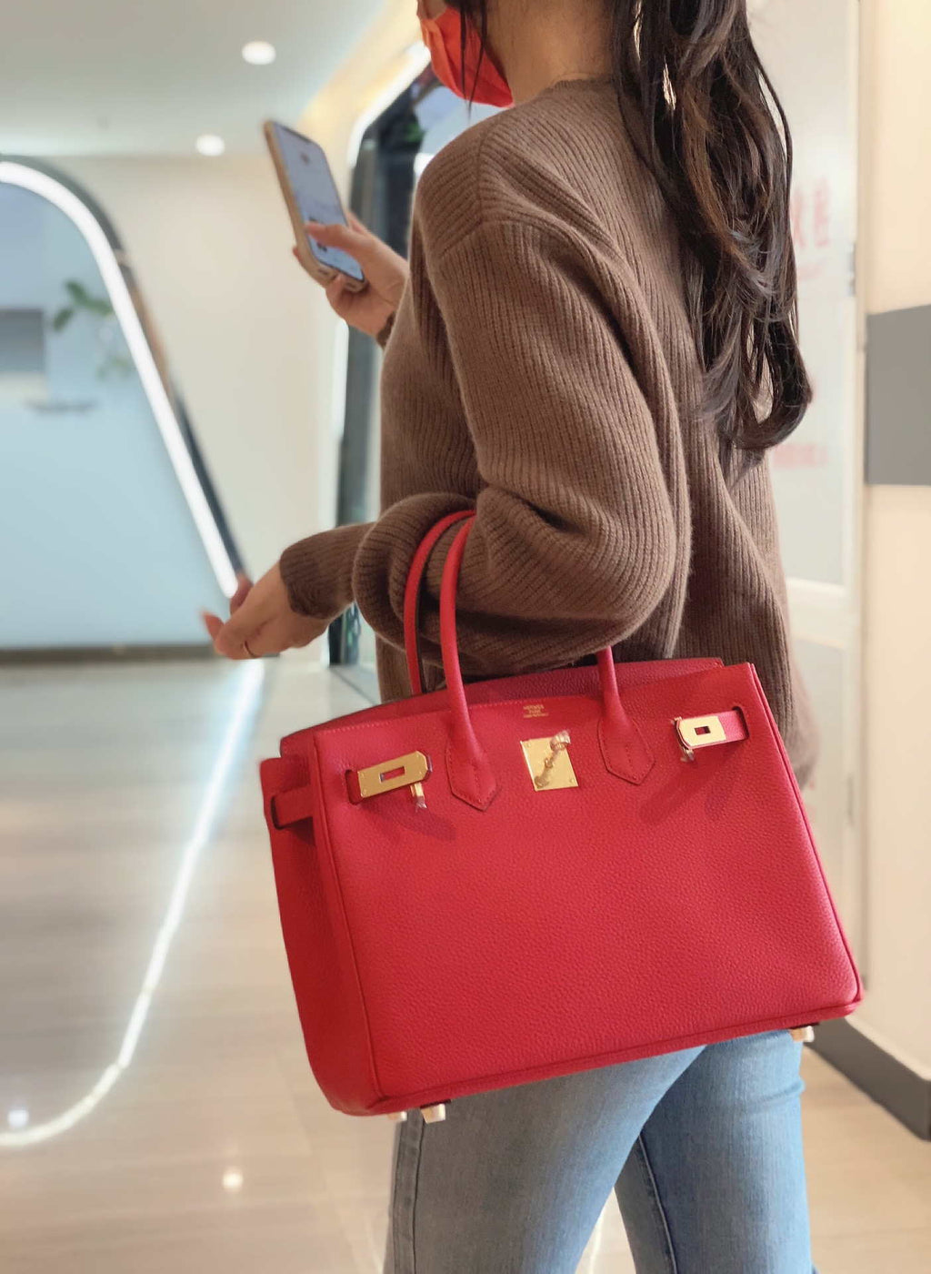 Hermes Birkin Tote Bag Togo Leather 28601 Red
