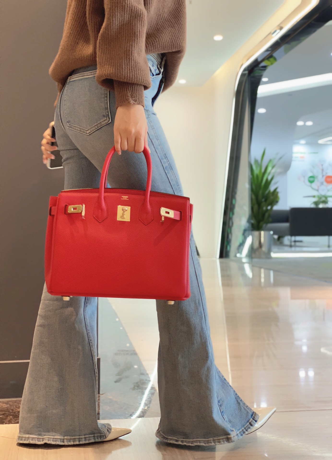 Hermes Birkin Tote Bag Togo Leather 28601 Red
