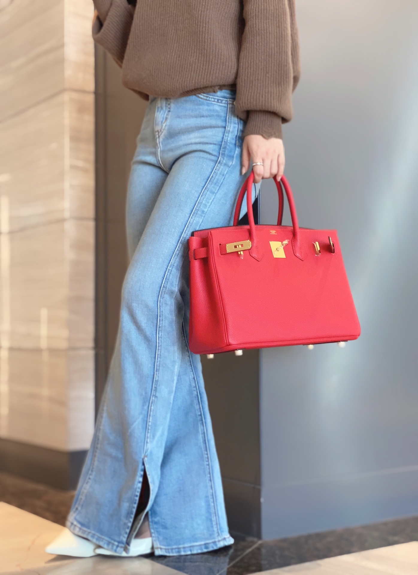 Hermes Birkin Tote Bag Togo Leather 28601 Red