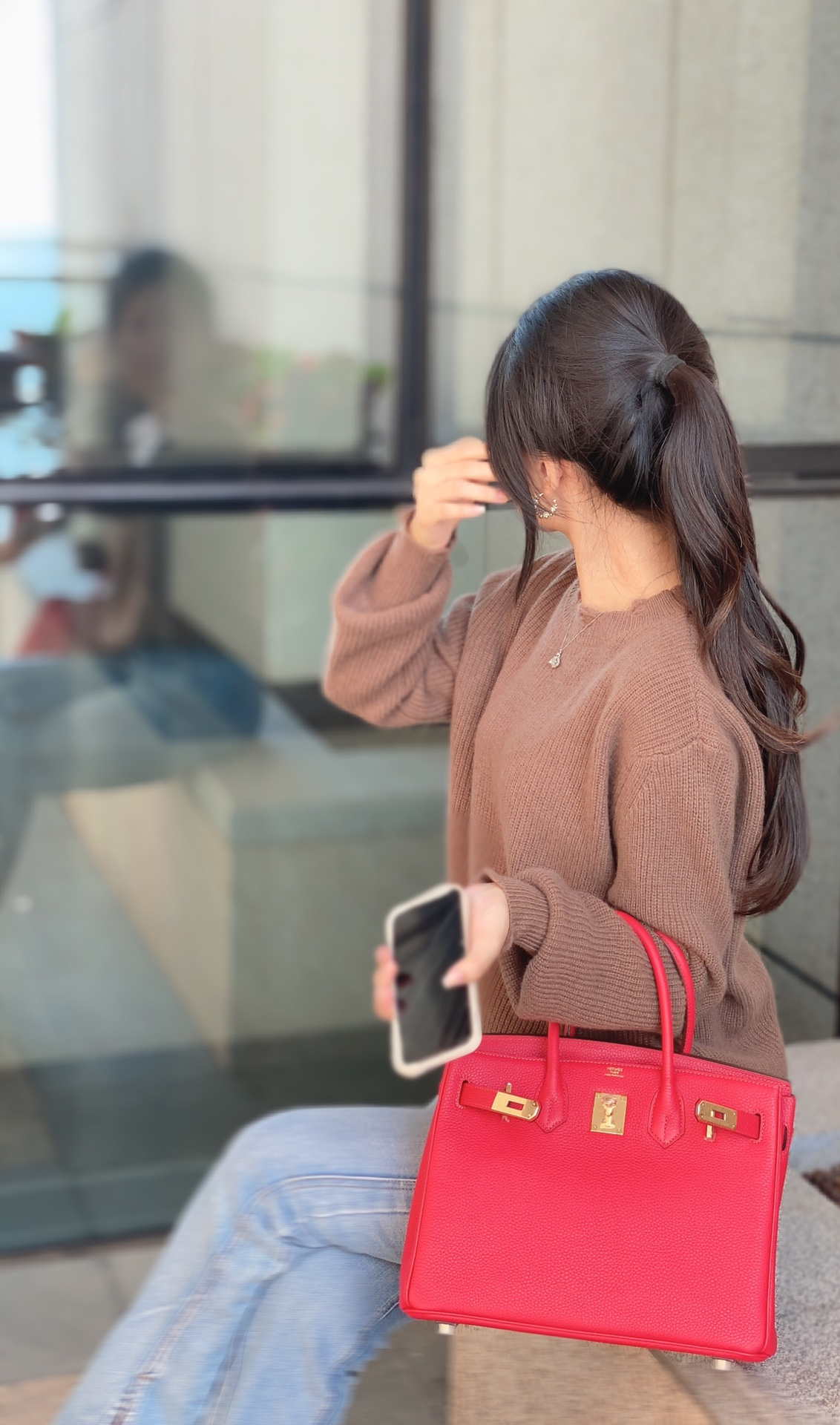 Hermes Birkin Tote Bag Togo Leather 28601 Red