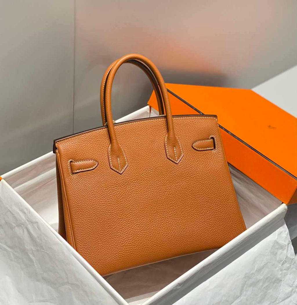 Hermes Birkin Tote Bag Togo Leather 28602 Orange Silver