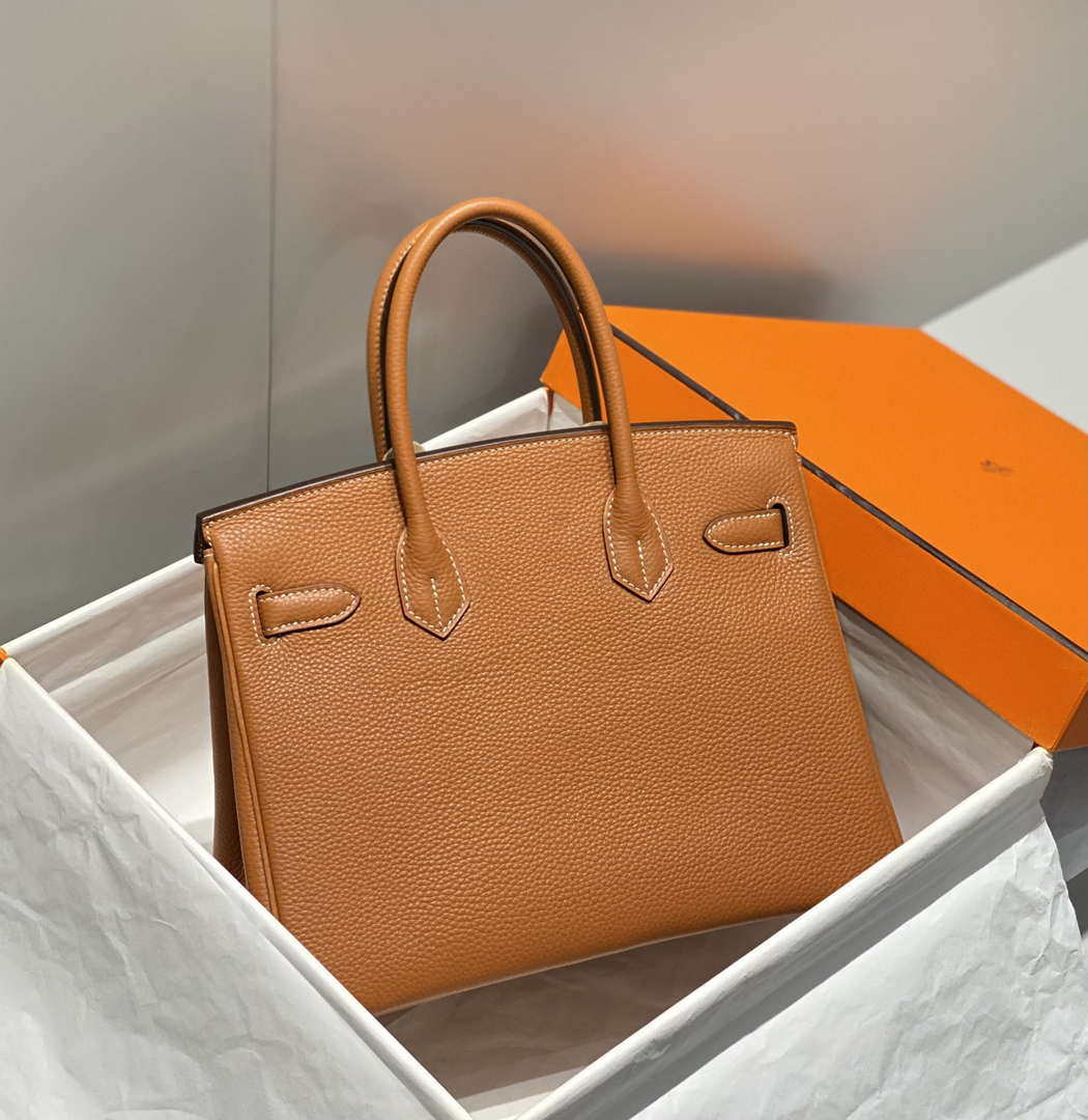 Hermes Birkin Tote Bag Togo Leather 28602 Orange Silver