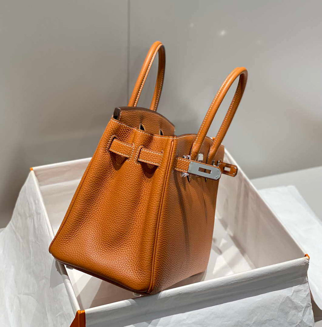 Hermes Birkin Tote Bag Togo Leather 28602 Orange Silver