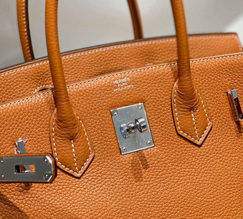 Hermes Birkin Tote Bag Togo Leather 28602 Orange Silver