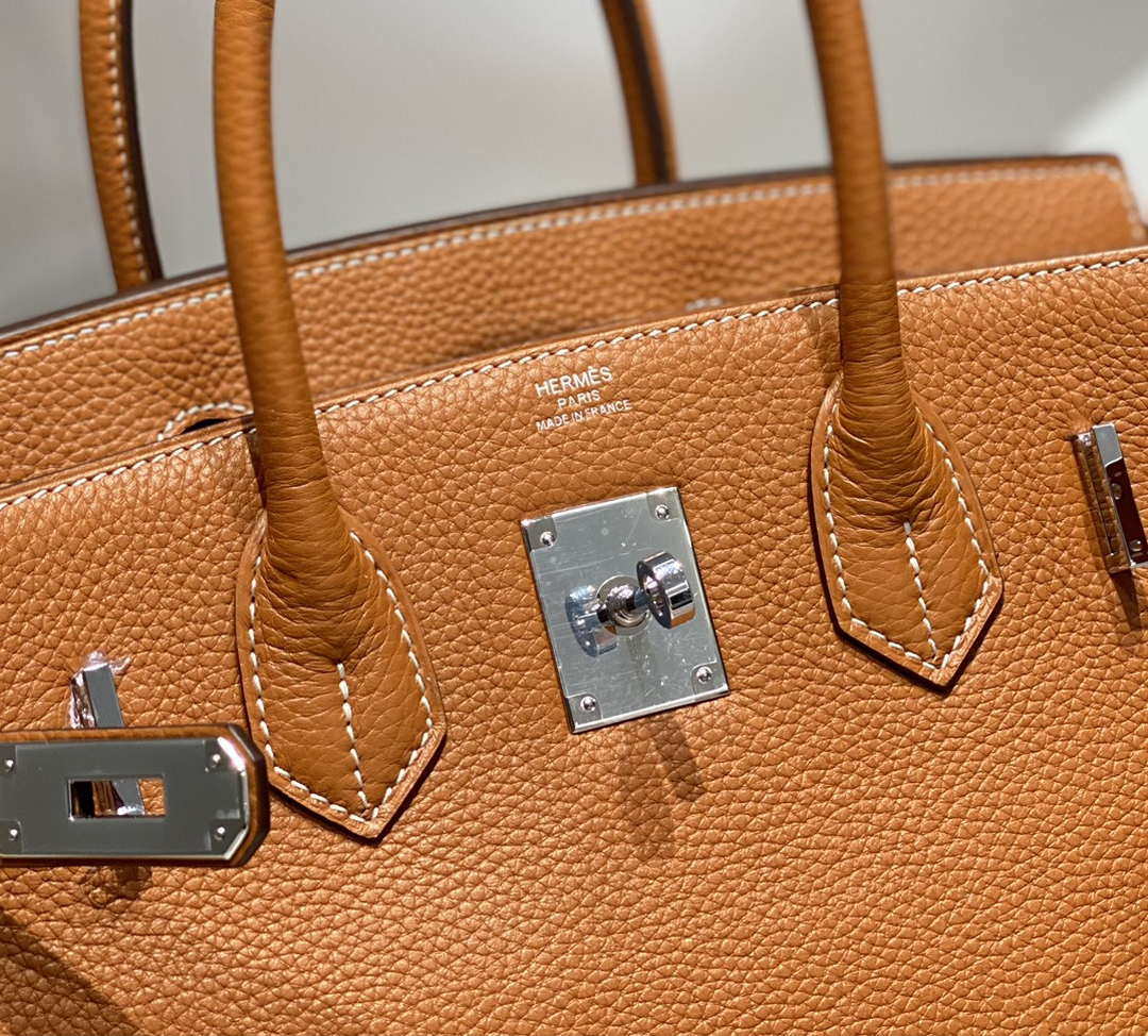 Hermes Birkin Tote Bag Togo Leather 28602 Orange Silver