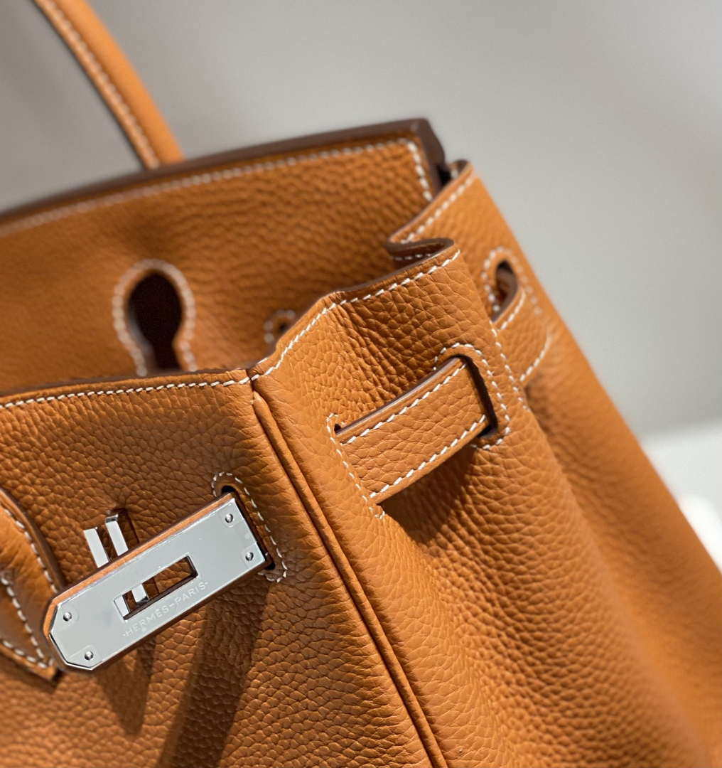Hermes Birkin Tote Bag Togo Leather 28602 Orange Silver