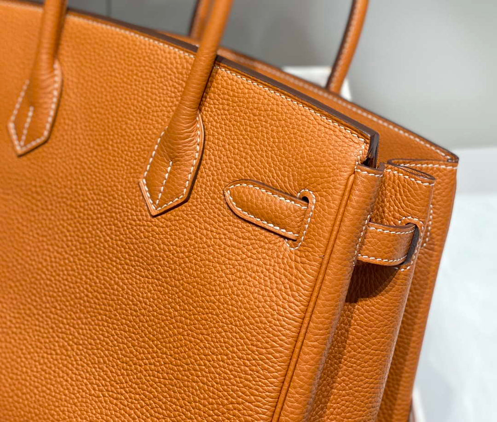 Hermes Birkin Tote Bag Togo Leather 28602 Orange Silver