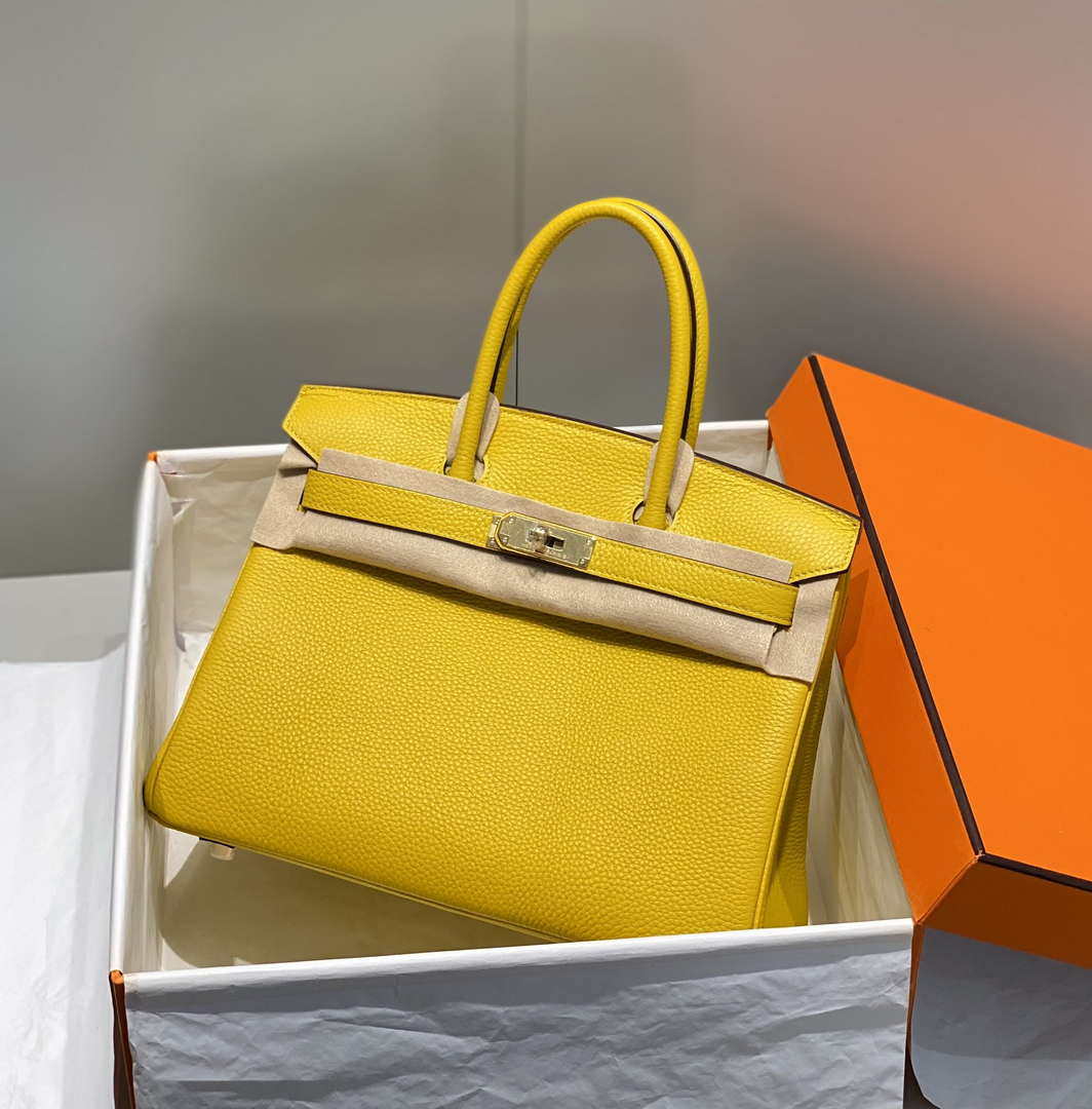 Hermes Birkin Tote Bag Togo Leather 28603 Amber Yellow