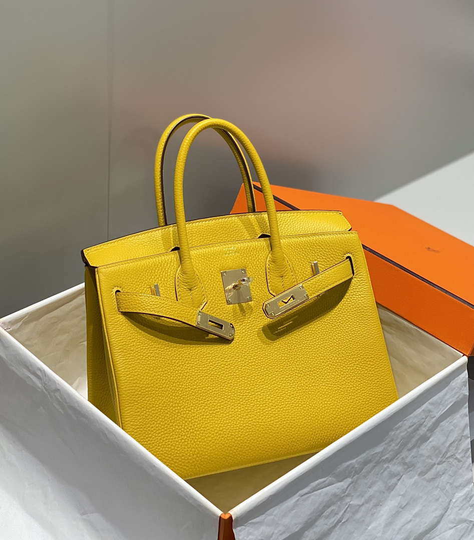 Hermes Birkin Tote Bag Togo Leather 28603 Amber Yellow