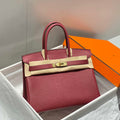 Hermes Birkin Tote Bag Togo Leather 28604 Bordeaux Red - 25cm - View 1
