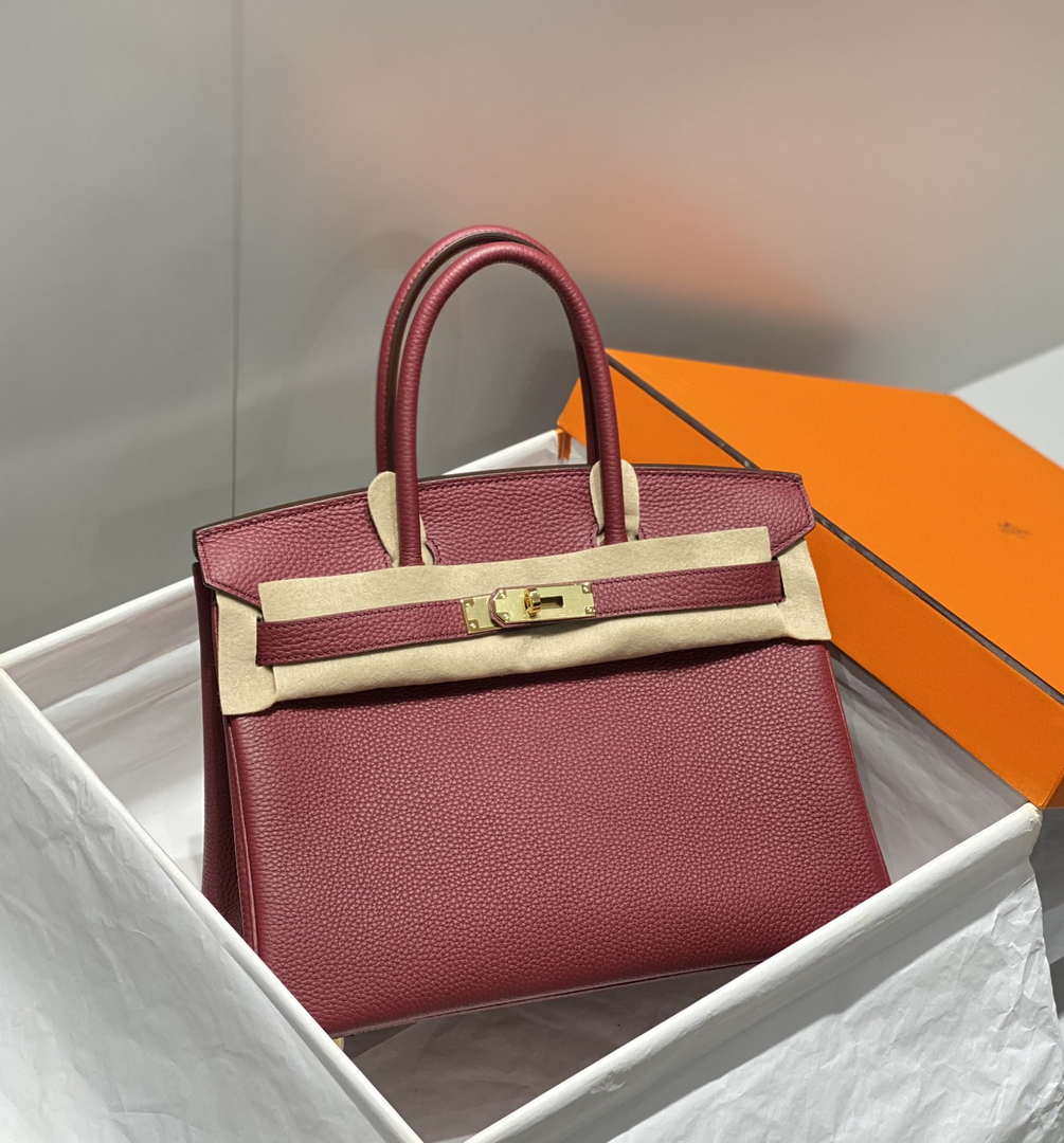 Hermes Birkin Tote Bag Togo Leather 28604 Bordeaux Red
