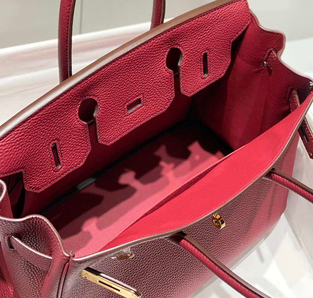 Hermes Birkin Tote Bag Togo Leather 28604 Bordeaux Red