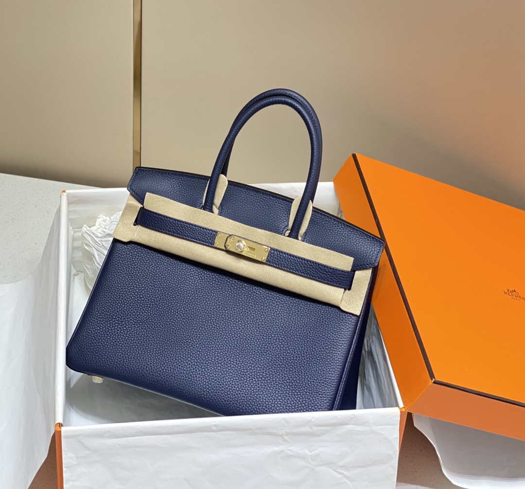 Hermes Birkin Tote Bag Togo Leather 28605 Navy Blue