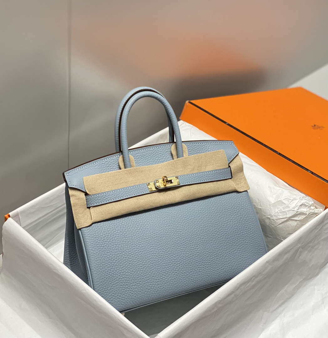 Hermes Birkin Tote Bag Togo Leather 28608 Linen blue