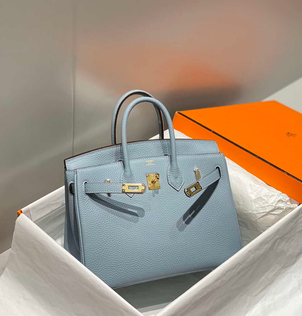 Hermes Birkin Tote Bag Togo Leather 28608 Linen blue