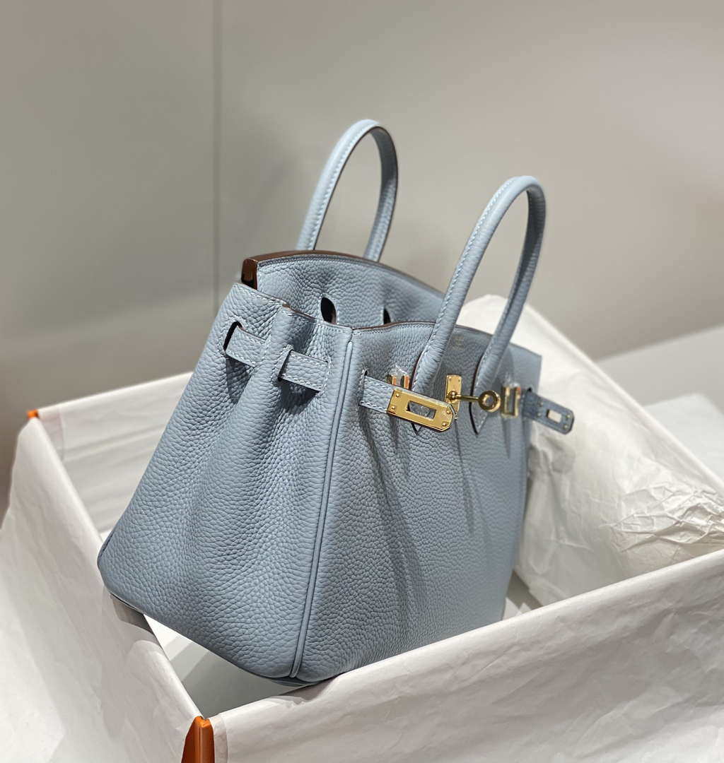 Hermes Birkin Tote Bag Togo Leather 28608 Linen blue
