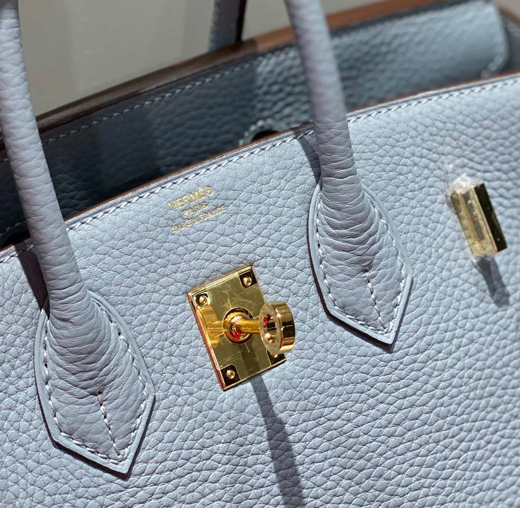 Hermes Birkin Tote Bag Togo Leather 28608 Linen blue