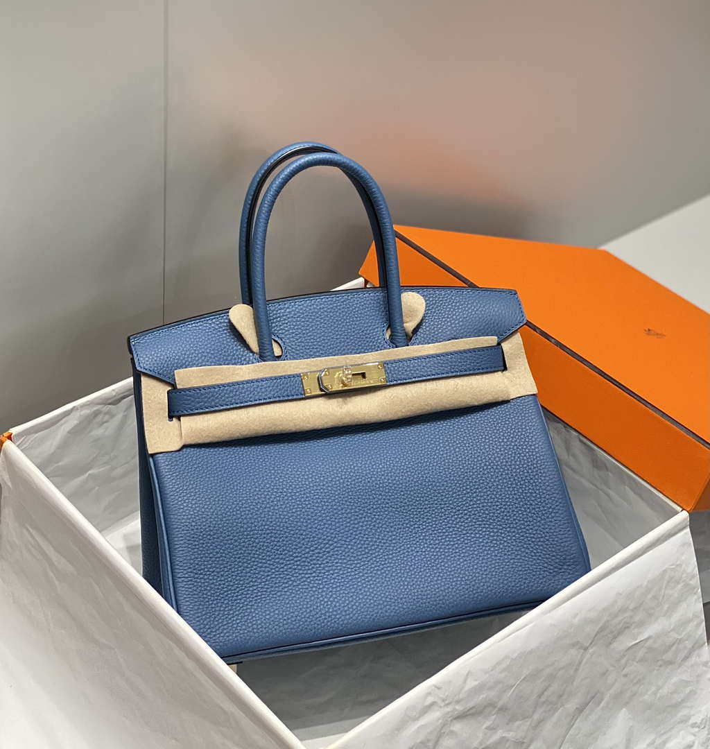 Hermes Birkin Tote Bag Togo Leather 28609 Agate Blue