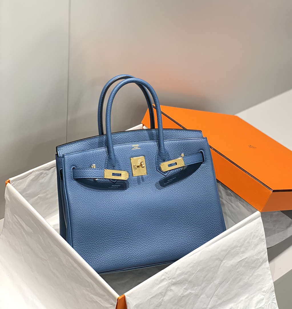 Hermes Birkin Tote Bag Togo Leather 28609 Agate Blue