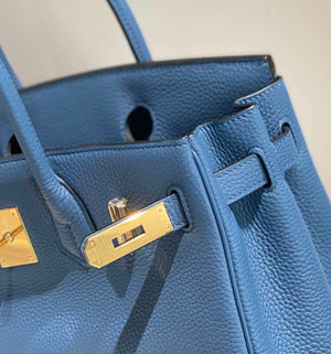 Hermes Birkin Tote Bag Togo Leather 28609 Agate Blue - 25cm - View 6