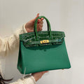 Hermes Birkin Tote Bag Togo Leather With High Gloss Nile Crocodile Emerald H28810 - Default Title - View 1