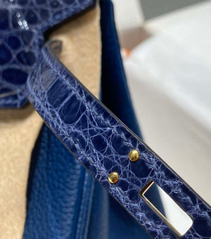 Hermes Birkin Tote Bag Togo Leather With High Gloss Nile Crocodile Emerald H28811 - Default Title - View 7