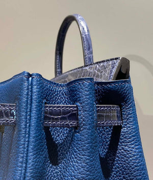 Hermes Birkin Tote Bag Togo Leather With High Gloss Nile Crocodile Emerald H28811 - Default Title - View 8