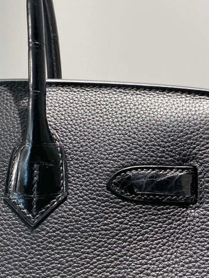 Hermes Birkin Tote Bag Togo Leather With High Gloss Nile Crocodile Emerald H28813 - Default Title - View 8