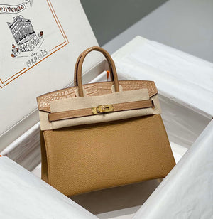 Hermes Birkin Tote Bag Togo Leather With High Gloss Nile Crocodile Emerald H28816 - Default Title - View 5
