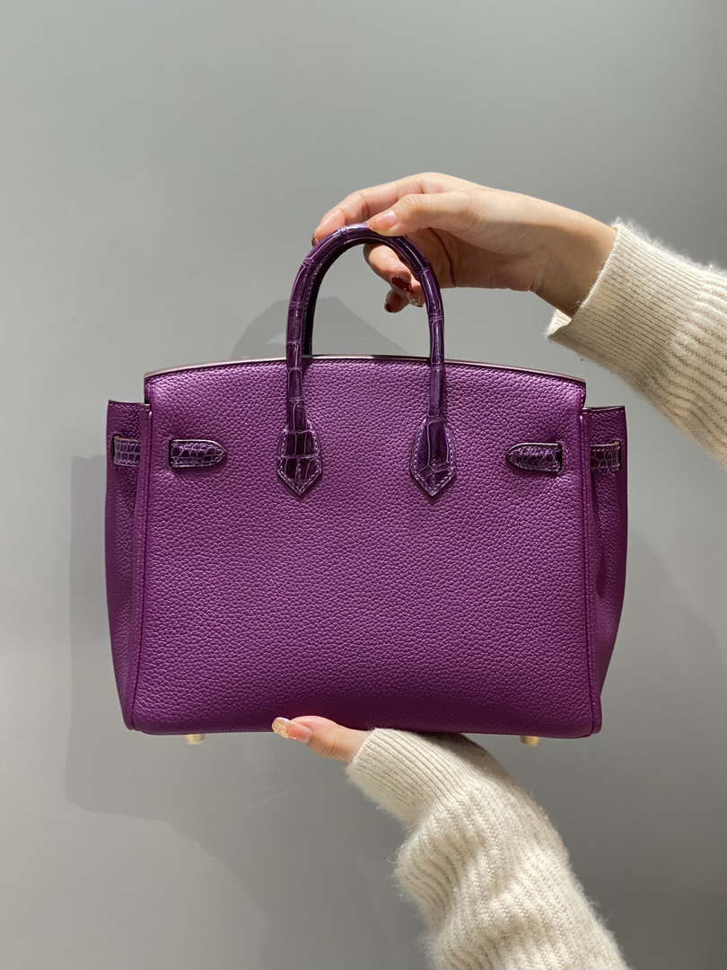 Hermes Birkin Tote Bag Togo Leather With High Gloss Nile Crocodile Emerald H28817 - Default Title - View 2