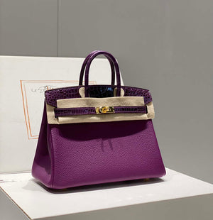 Hermes Birkin Tote Bag Togo Leather With High Gloss Nile Crocodile Emerald H28817 - Default Title - View 4