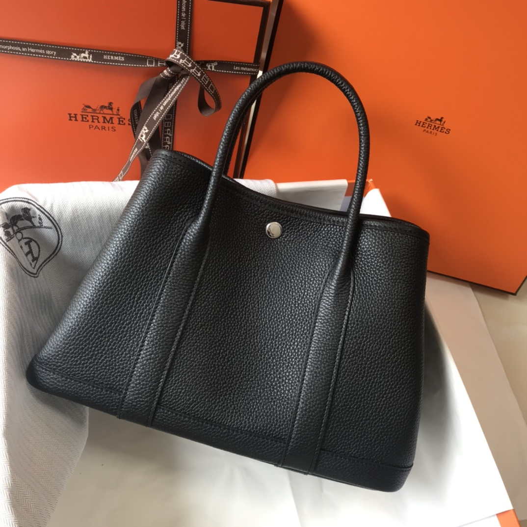 Hermes Black Togo leather Garden Party 30cm Bag Machine sewing H239053 - Default Title - View 1