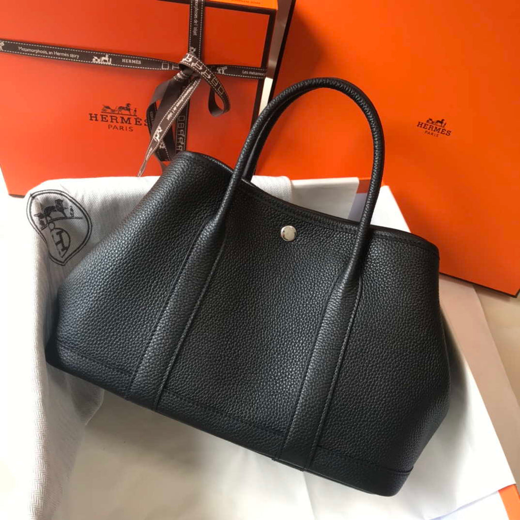 Hermes Black Togo leather Garden Party 30cm Bag Machine sewing H239053