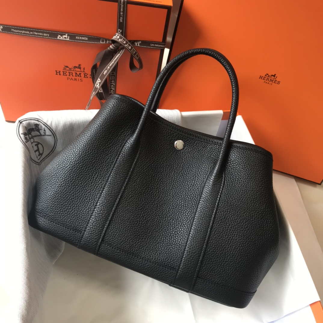 Hermes Black Togo leather Garden Party 30cm Bag Machine sewing H239053 - Default Title - View 2