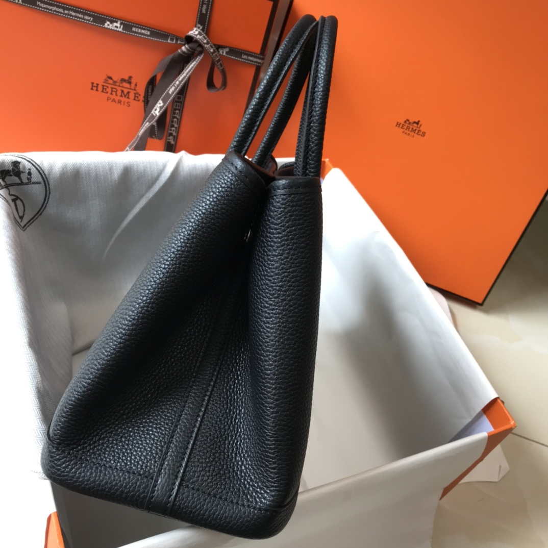 Hermes Black Togo leather Garden Party 30cm Bag Machine sewing H239053 - Default Title - View 3