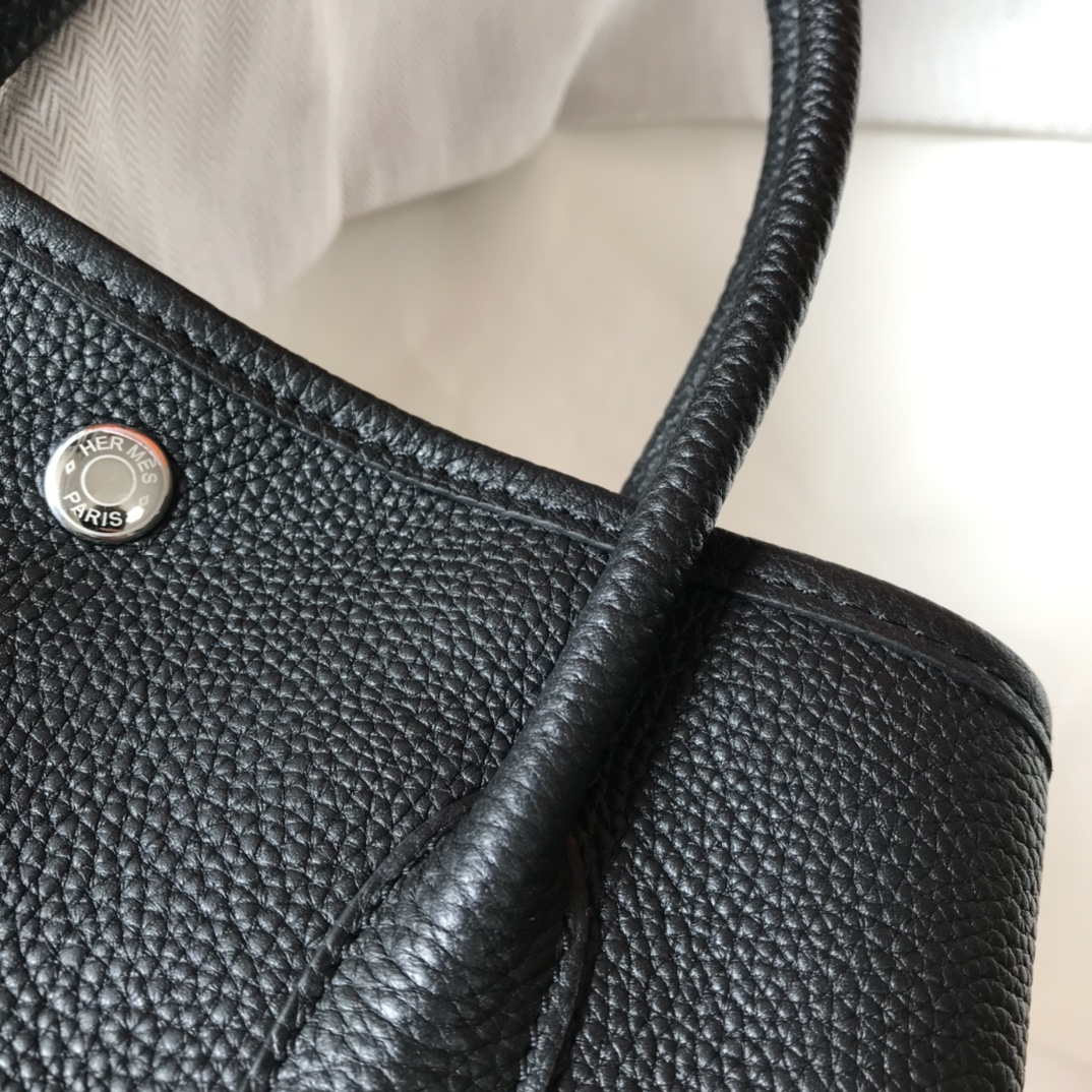 Hermes Black Togo leather Garden Party 30cm Bag Machine sewing H239053 - Default Title - View 4