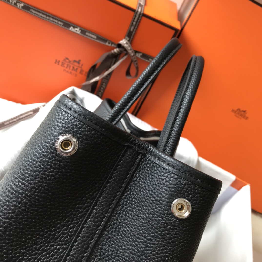 Hermes Black Togo leather Garden Party 30cm Bag Machine sewing H239053 - Default Title - View 6