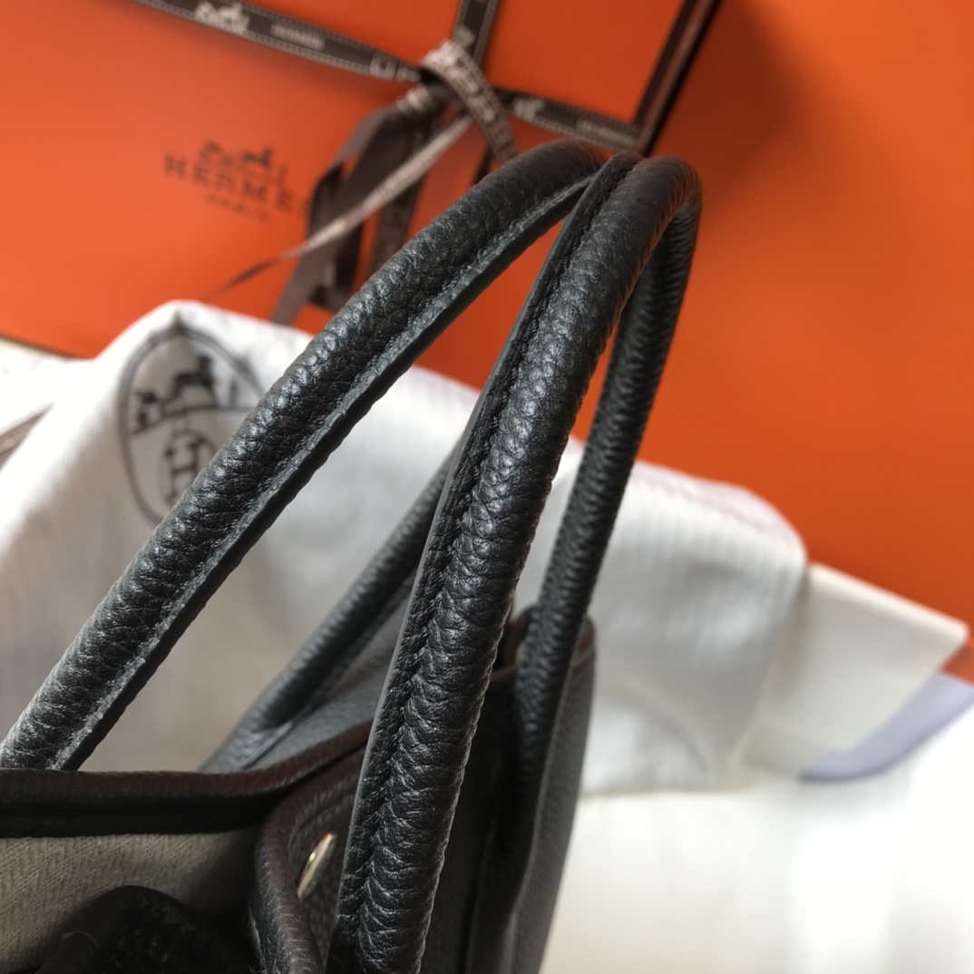 Hermes Black Togo leather Garden Party 30cm Bag Machine sewing H239053 - Default Title - View 8